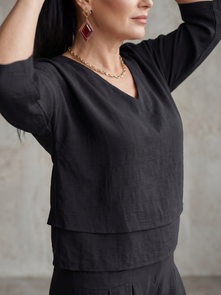 River | Layered Top and Wide Leg Pants Set