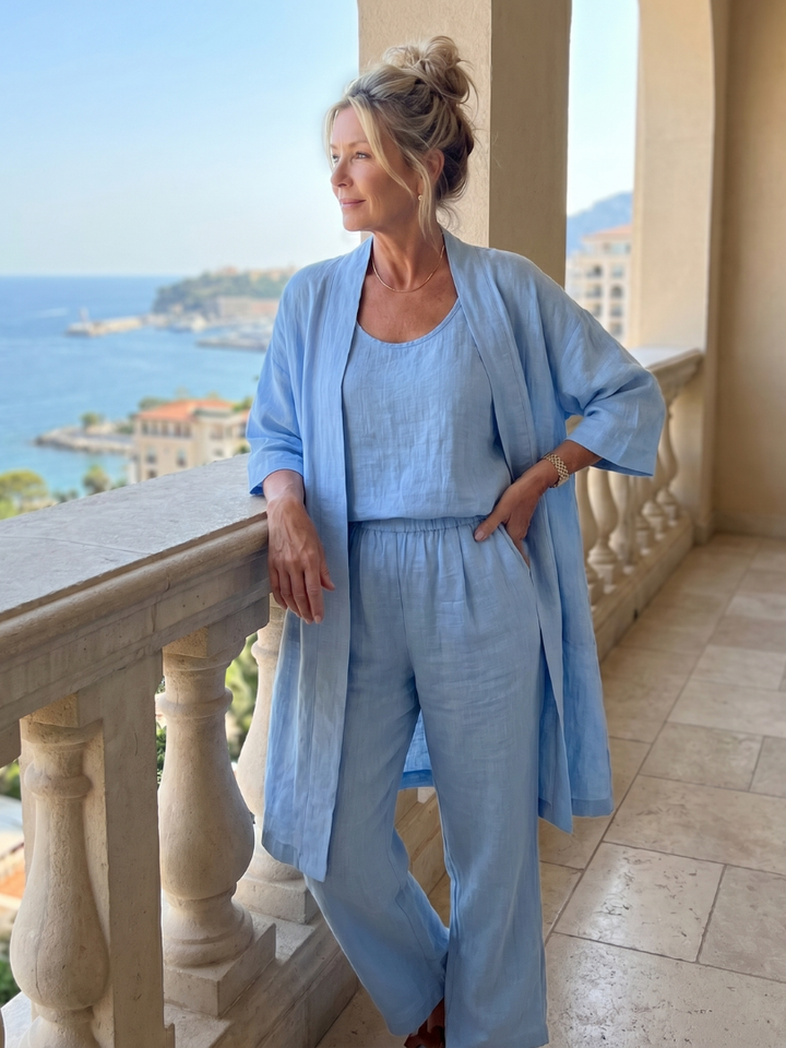 Yael | Three-Piece Relaxed Top and Pant Ensemble
