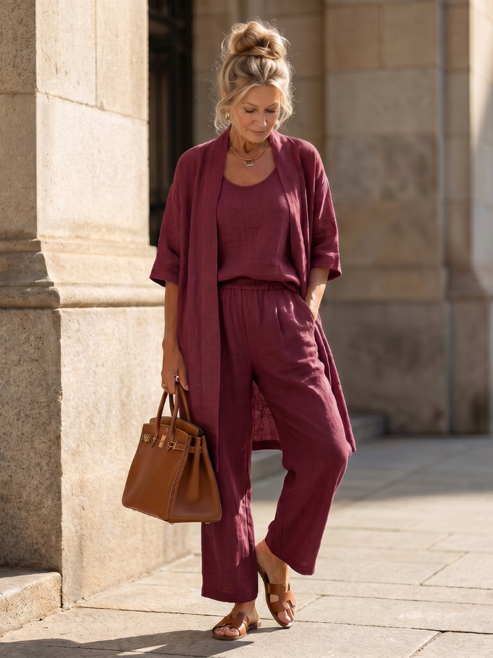Yael | Three-Piece Relaxed Top and Pant Ensemble