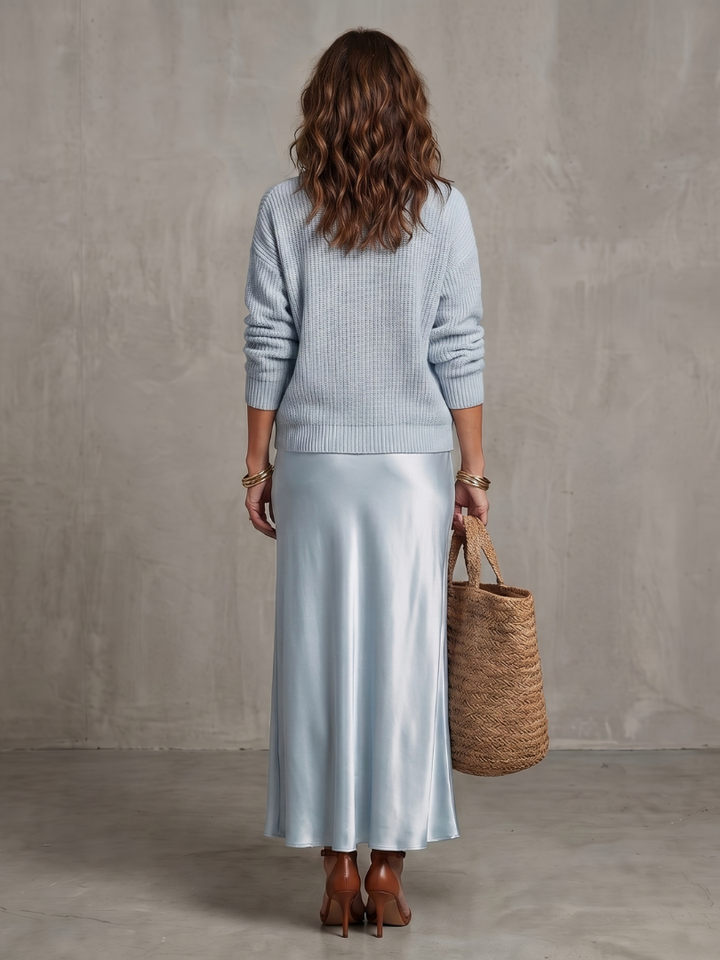 Luciana | Knit Layered Set with Bias Cut Satin Skirt