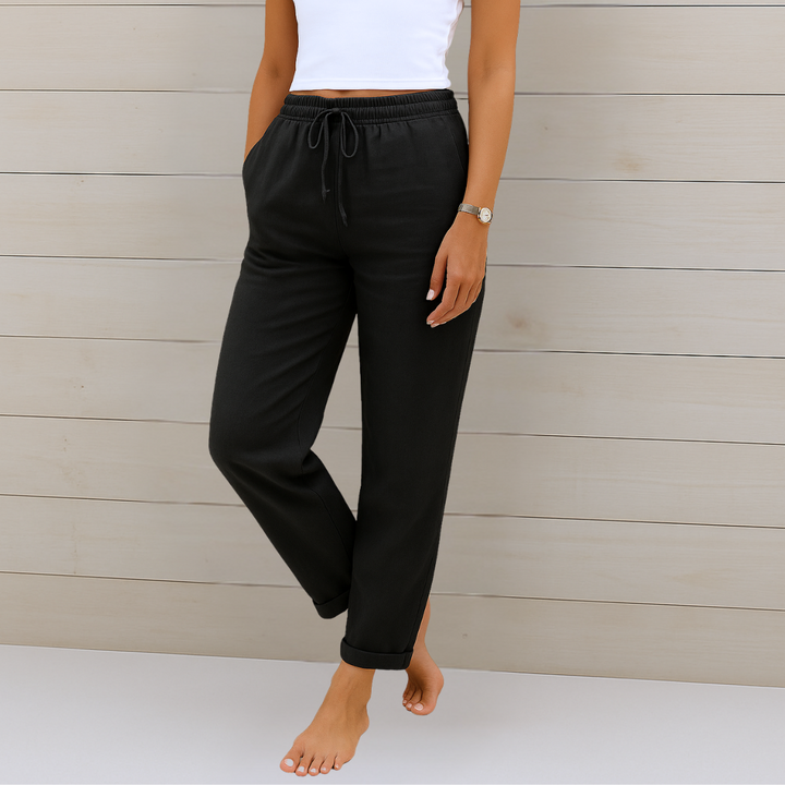 Maylora | Relaxed Linen Trousers with Drawstring