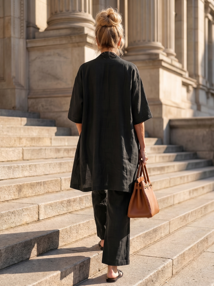 Yael | Three-Piece Relaxed Top and Pant Ensemble