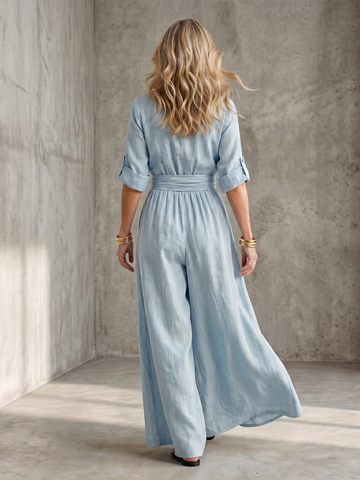 Wanda | Wide Leg Jumpsuit with Cross Front Design