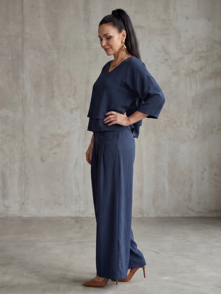 River | Layered Top and Wide Leg Pants Set
