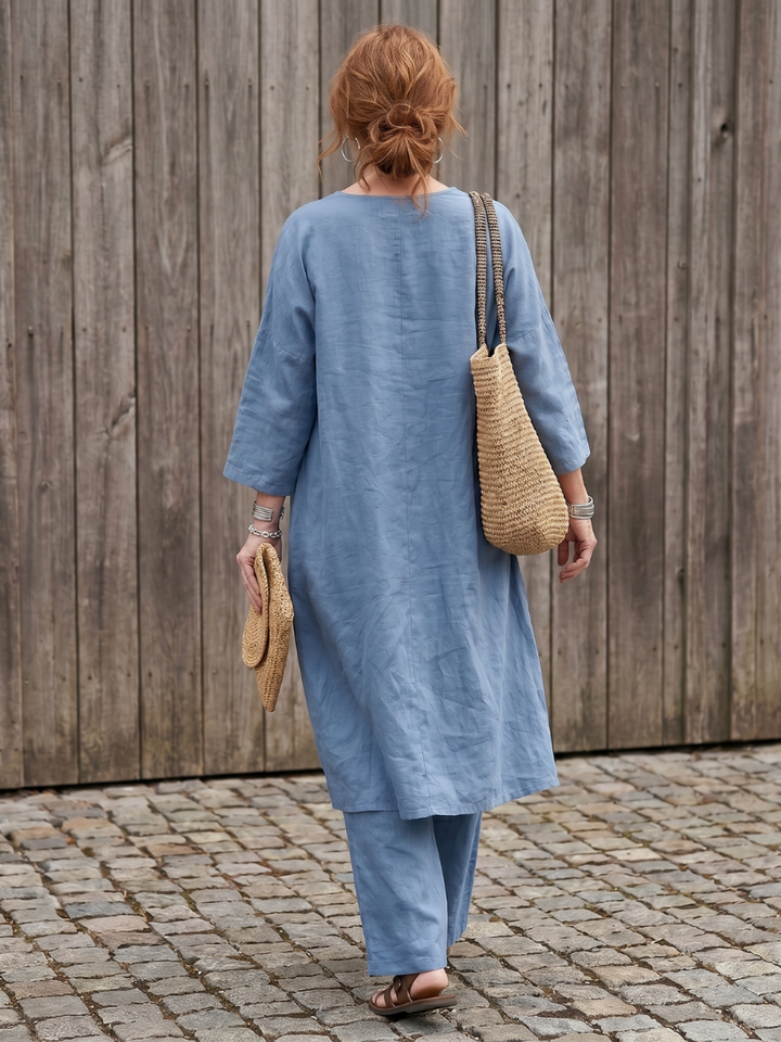 Onyx | Relaxed Tunic Top with Wide Leg Pant Set