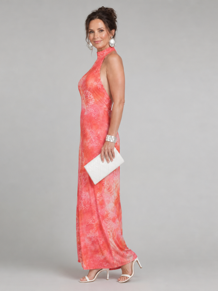 Coraline | Printed Maxi Dress with Halter Neck Design