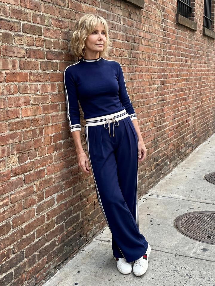Eirlys | Long Sleeve Fitted Top and Wide Leg Pants Set