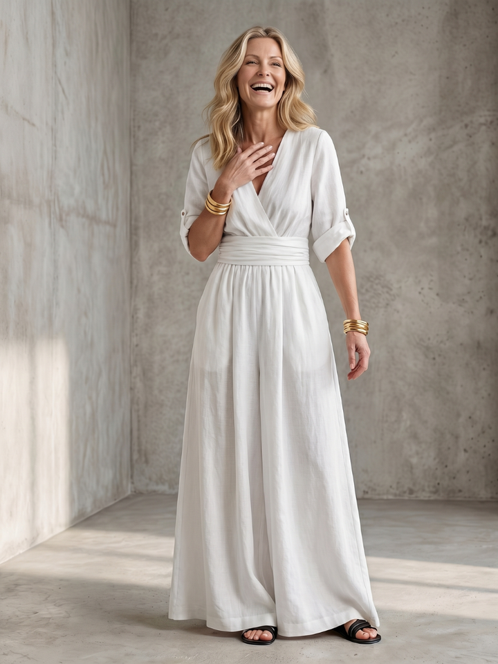 Wanda | Wide Leg Jumpsuit with Cross Front Design