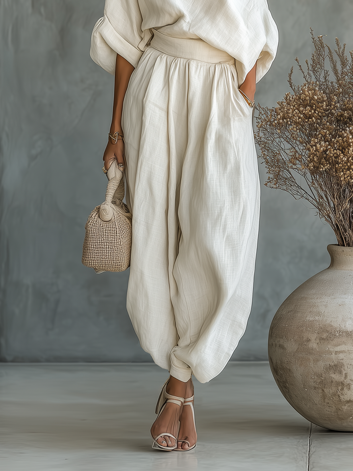 Trisha | Luxe Linen One-Shoulder Set