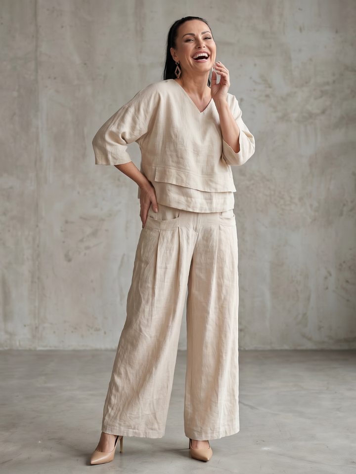 River | Layered Top and Wide Leg Pants Set
