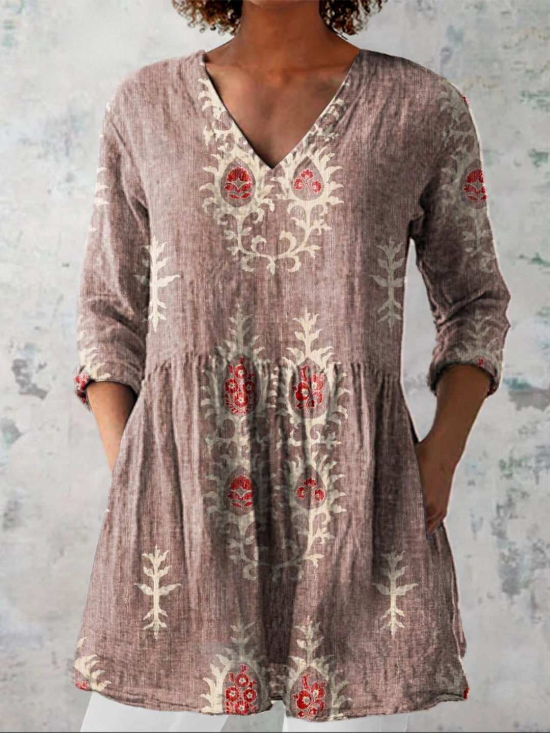 Elise | V-Neck Long Blouse