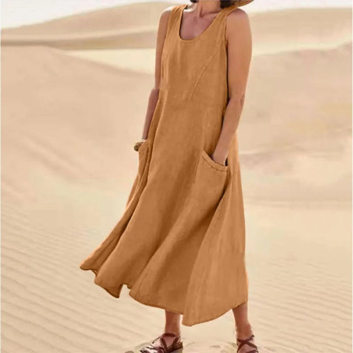 Tina | Women's Summer Midi Dress with Round Neck