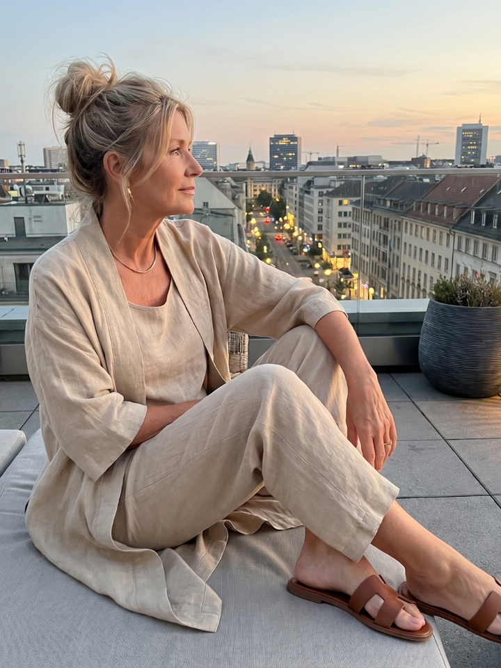Yael | Three-Piece Relaxed Top and Pant Ensemble