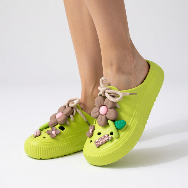 Floréa™ — Playful Floral Platform Clogs