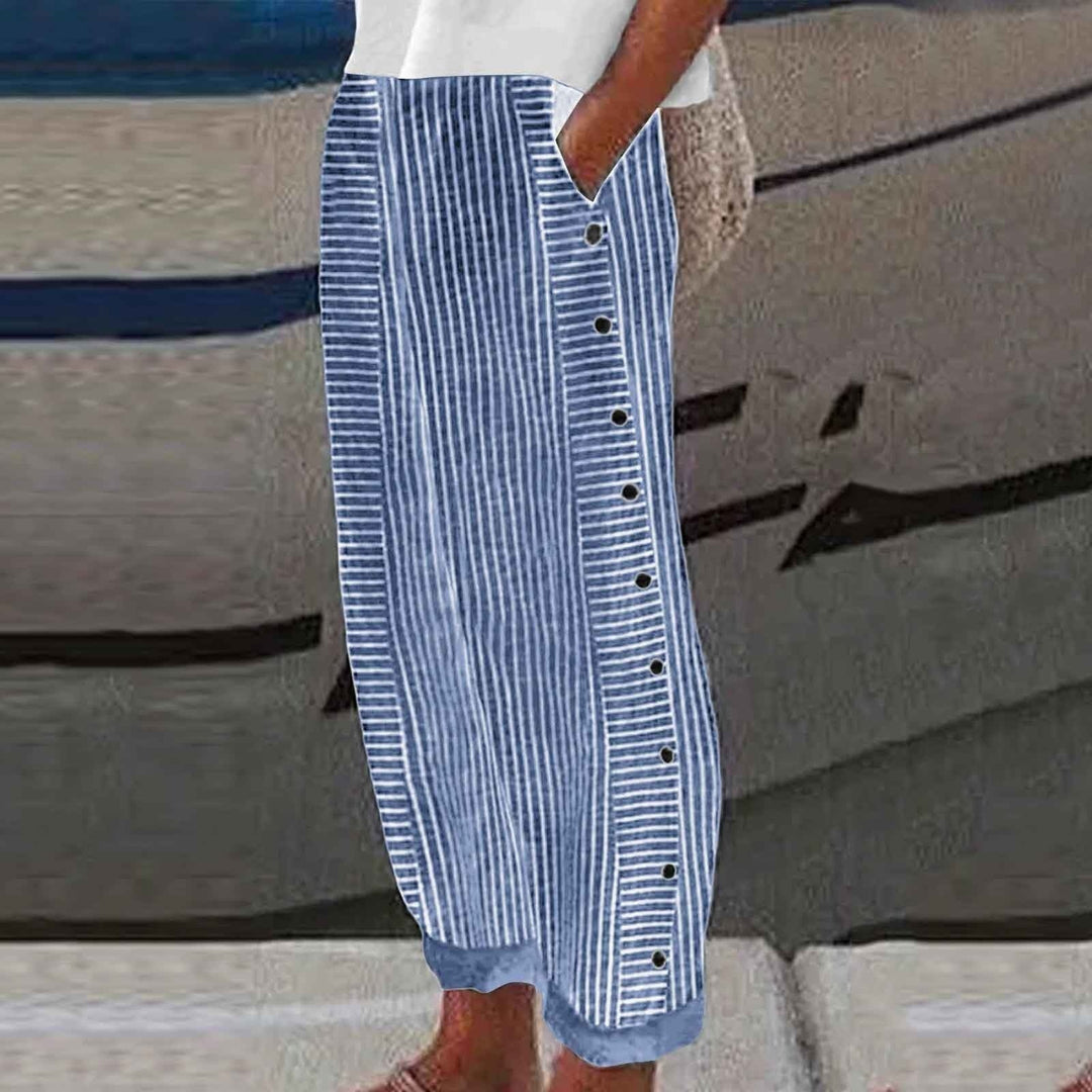 VIENNA – PANTS WITH STRIPED BUTTON DETAILS