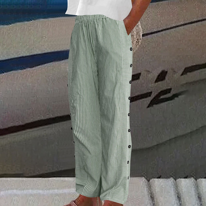 VIENNA – PANTS WITH STRIPED BUTTON DETAILS