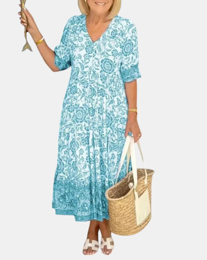 Aria™ | Chic V-Neck Floral Dress