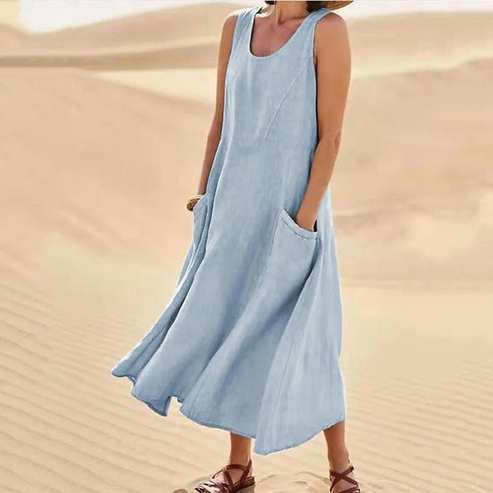 Tina | Women's Summer Midi Dress with Round Neck