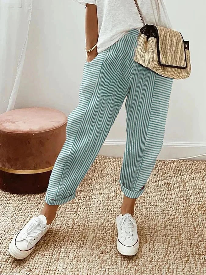 Celia - Timeless Striped Cotton Pants