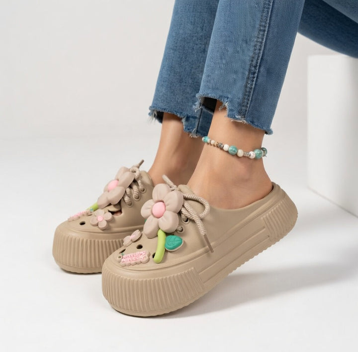 Floréa™ — Playful Floral Platform Clogs