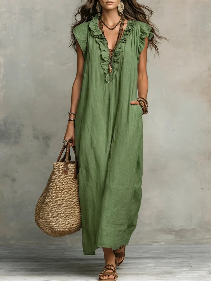 Camellia | Long Linen & Cotton Bohemian Dress