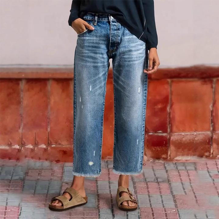 Aberjean™ | Vintage-Inspired Cropped Straight Leg Jeans